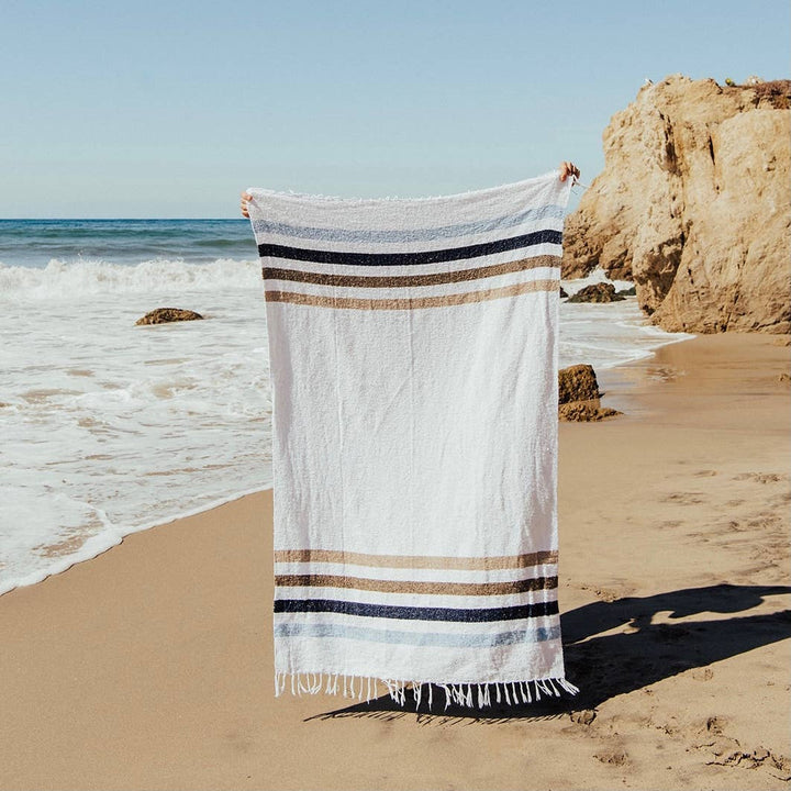 Upcycled Coastal Throw Blanket, 73" x 48"