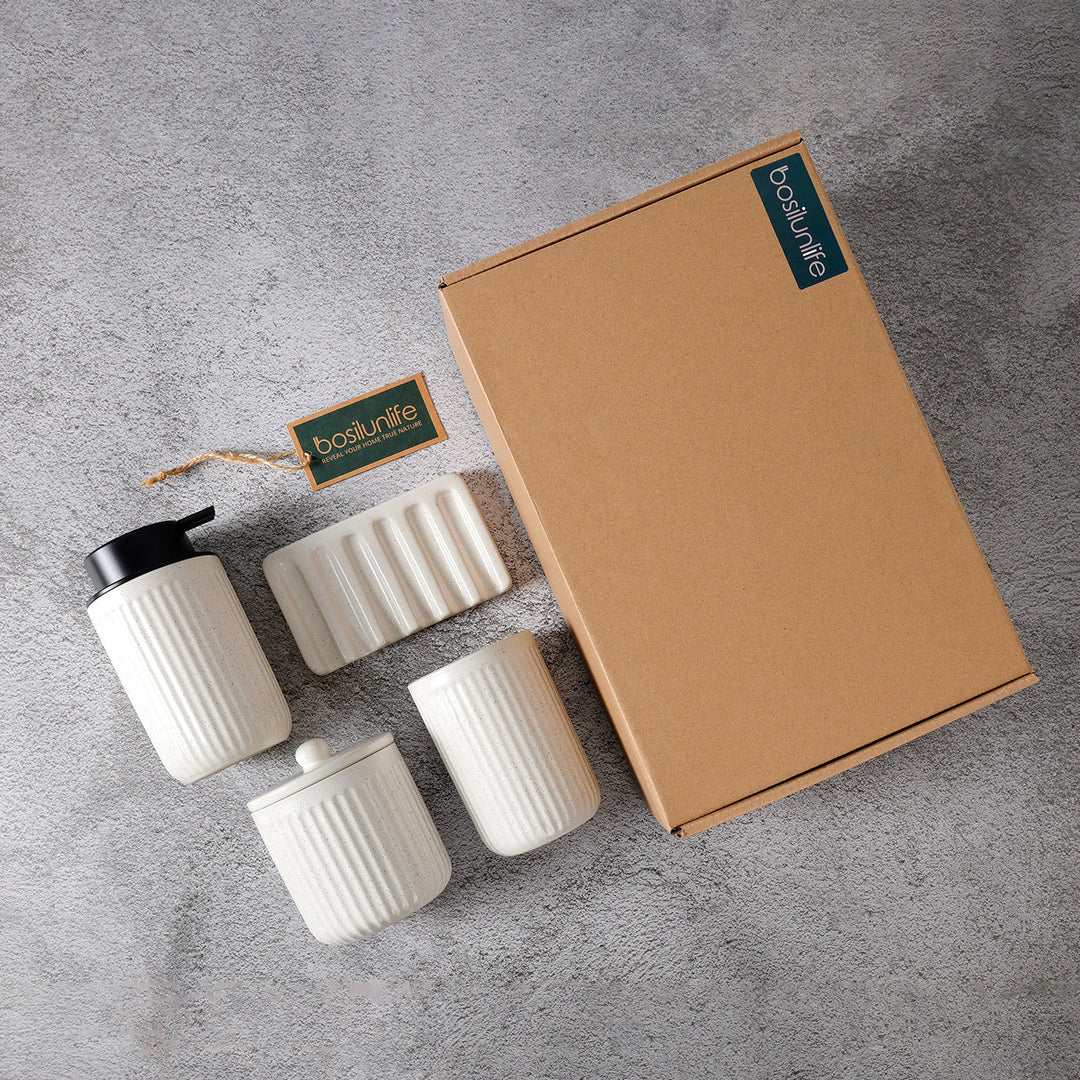 Recycled Eco-Clay Foaming Soap Dispenser Bathroom Set
