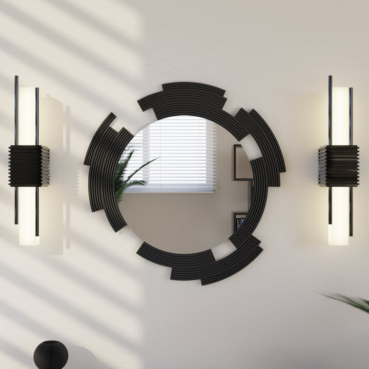 Geometric Wood Fiber Wall Decor Mirror