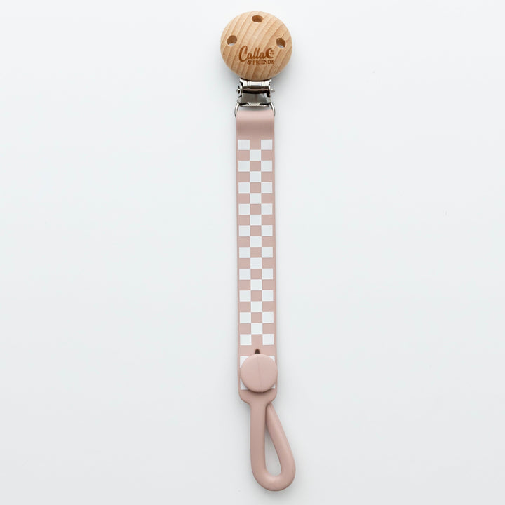 Non-Toxic Silicone Pacifier Clip, Checkered