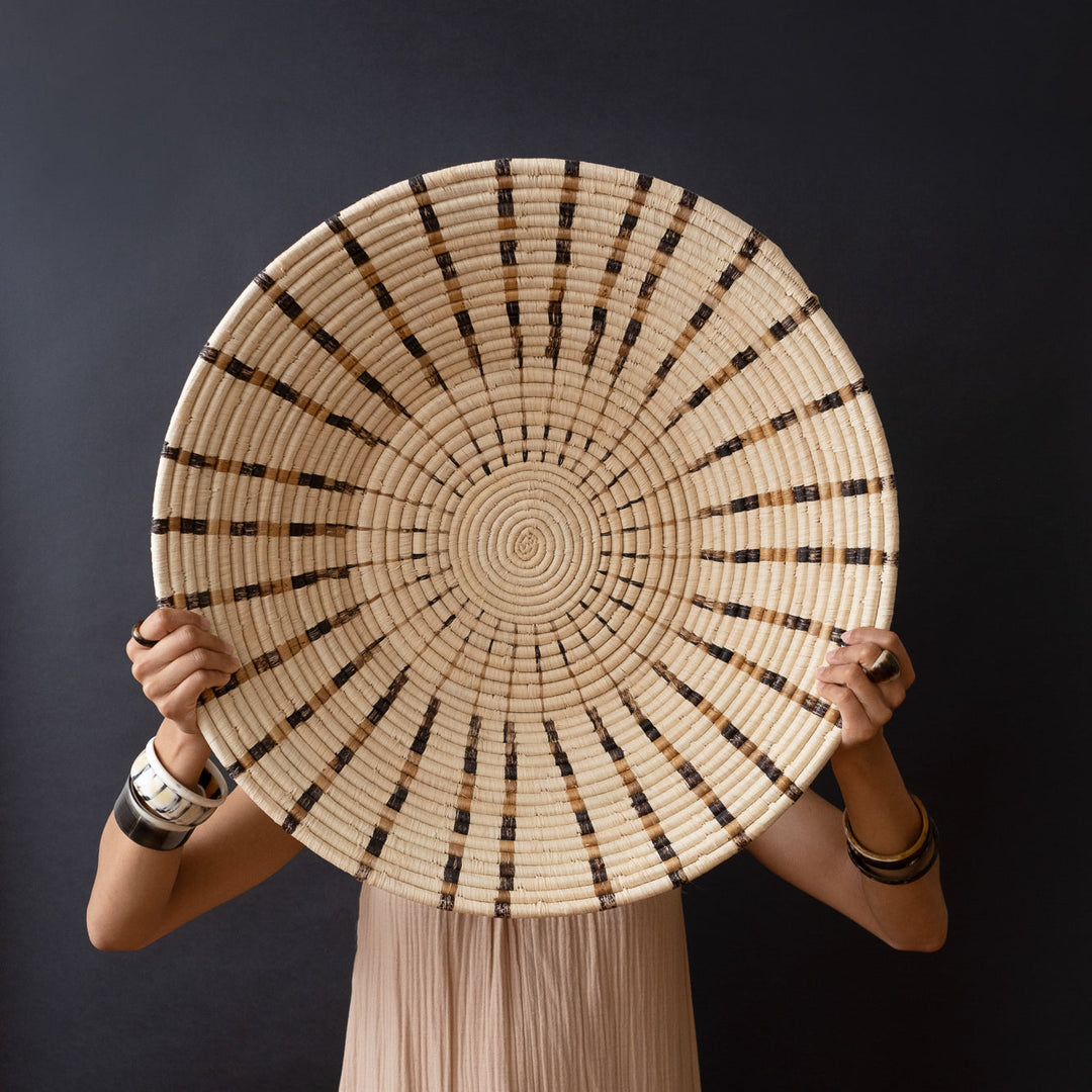 Handcrafted Banana Fiber Wall Basket, 22"