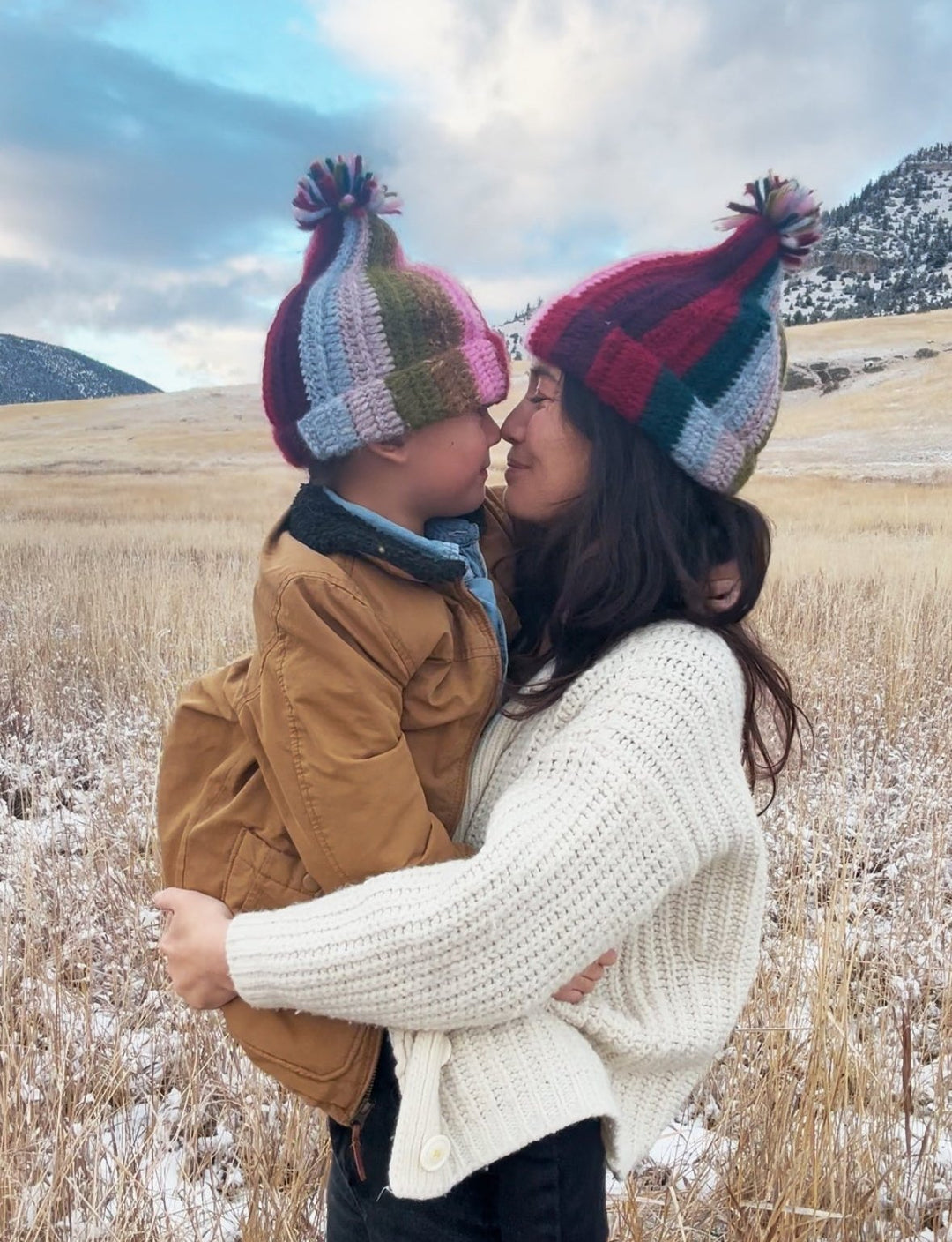 Handcrafted Baby Alpaca Kids Beanie, Rainbow