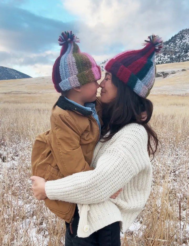 Kids Rainbow Alpaca Beanie Hat