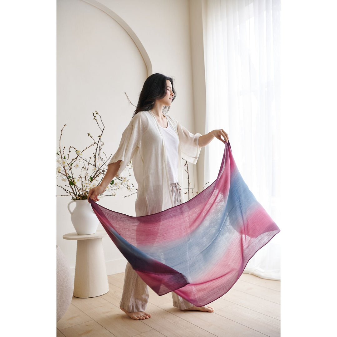 Handcrafted Cashmere Merino Scarf, 28" x 79", Iris