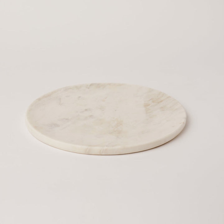 Handcrafted White Marble Serving Platter, 12.75"