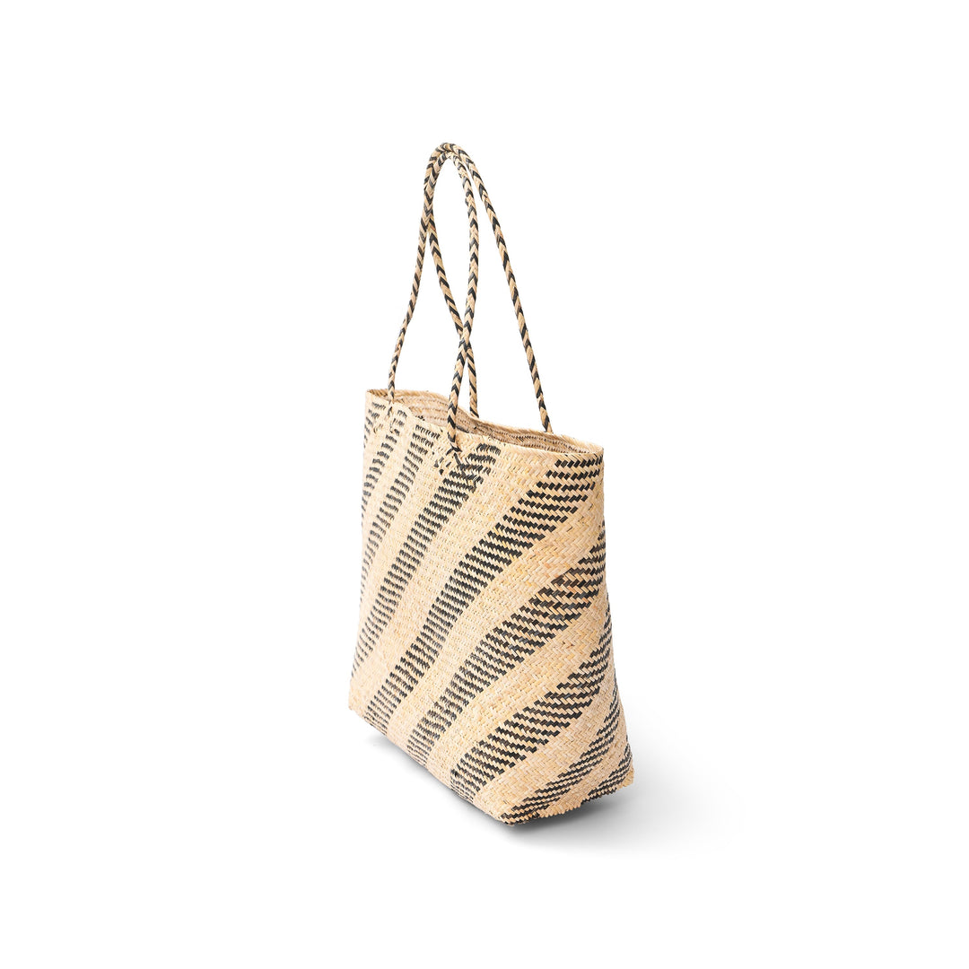 Handwoven Rattan Market Tote, 17.5" x 12"