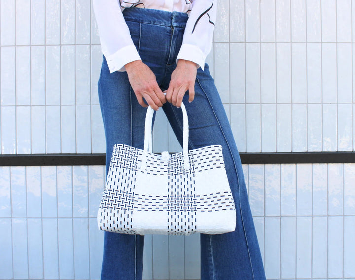 Handwoven Recycled Plastic Tote Bag, 15"