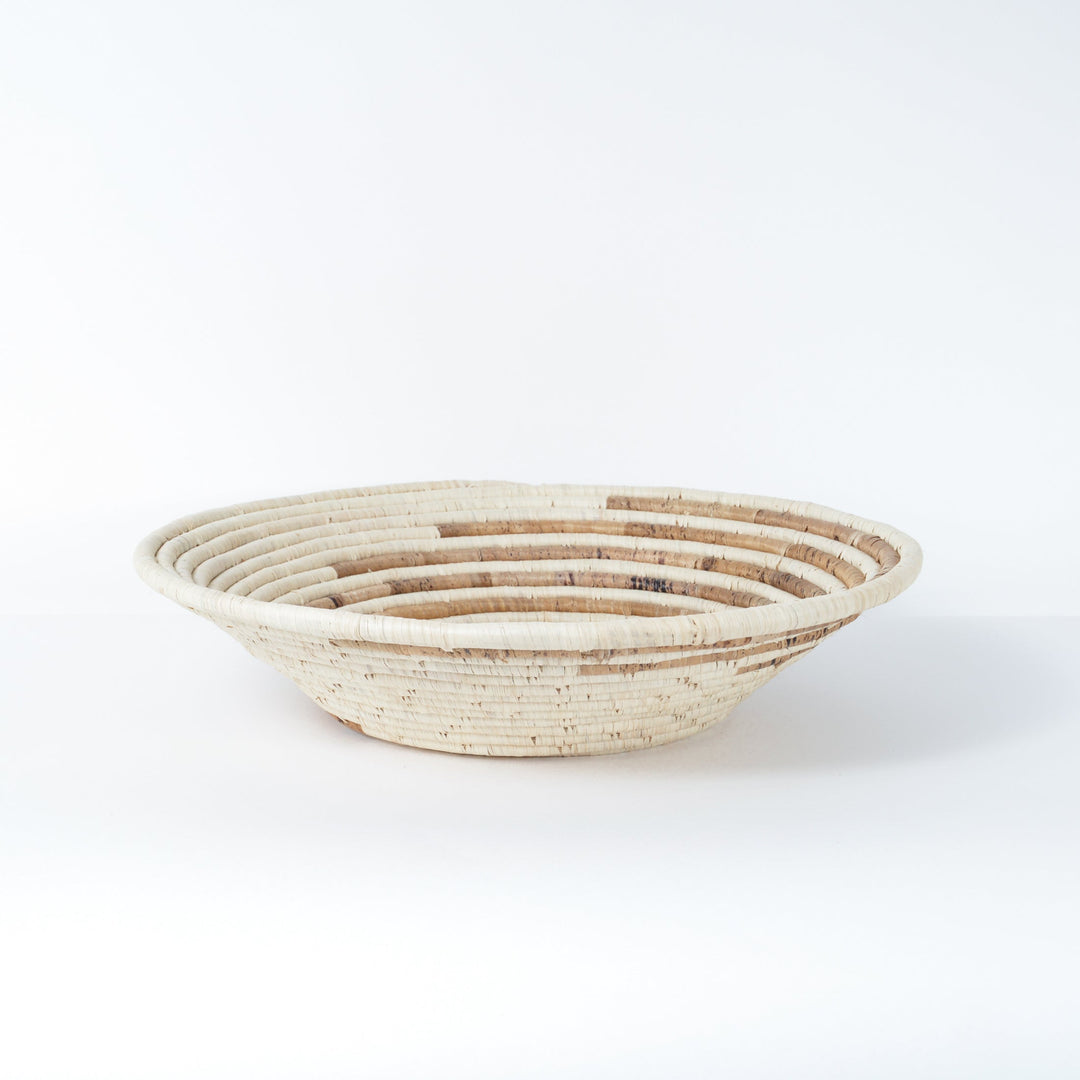 Handcrafted Banana Fiber Wave Basket, 13"