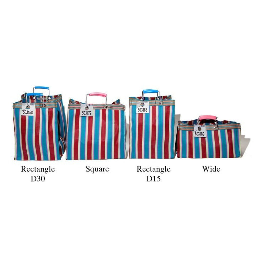 Recycled Plastic Hand-Woven Striped Tote Bag