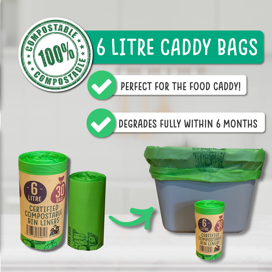 Compostable Corn Starch Caddy Liners, 1.5 Gal, 30 Ct.