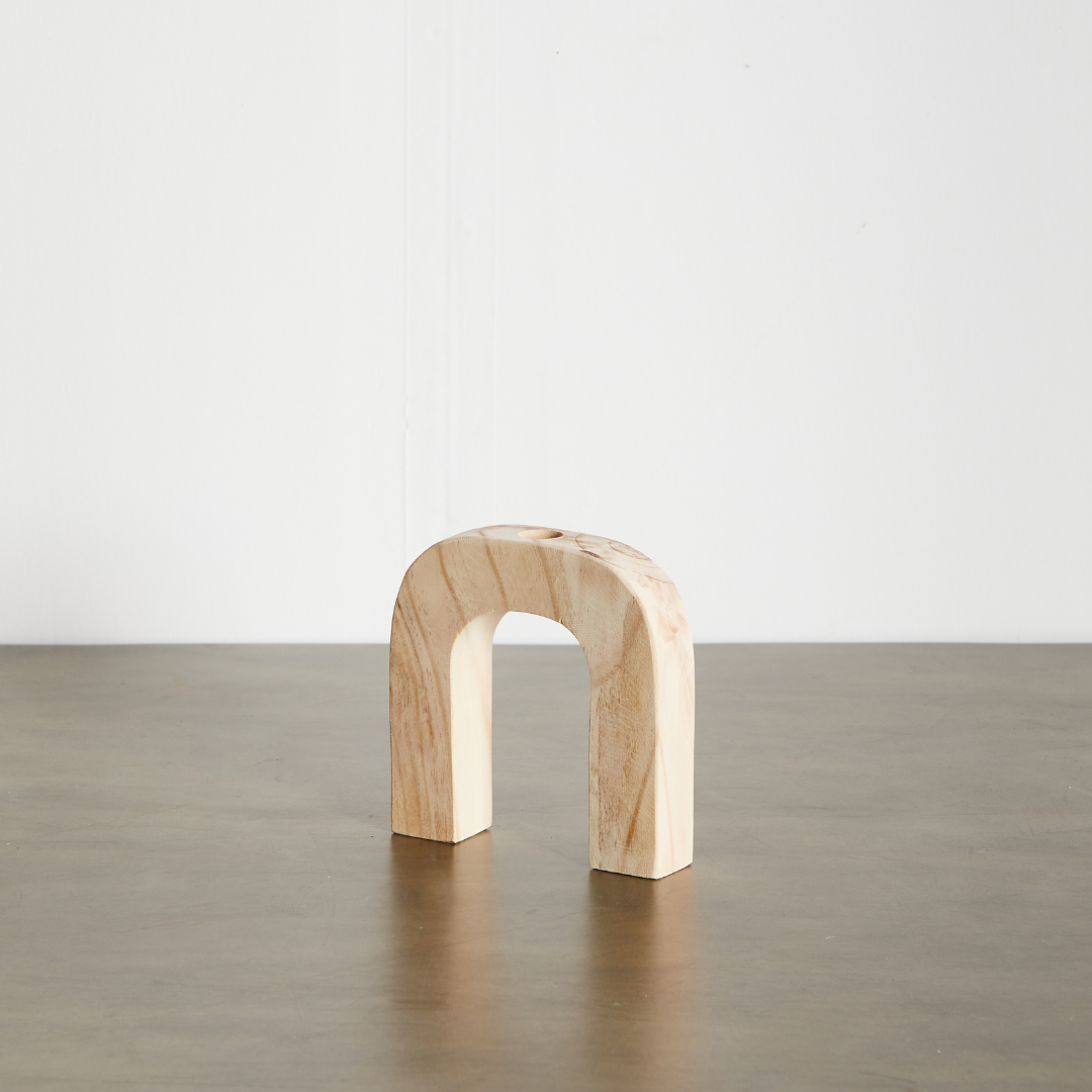 Handcrafted Pine Arch Taper Candle Holder Decor
