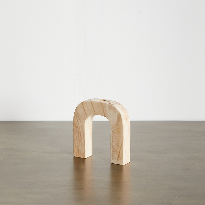 Handcrafted Pine Arch Taper Candle Holder Decor