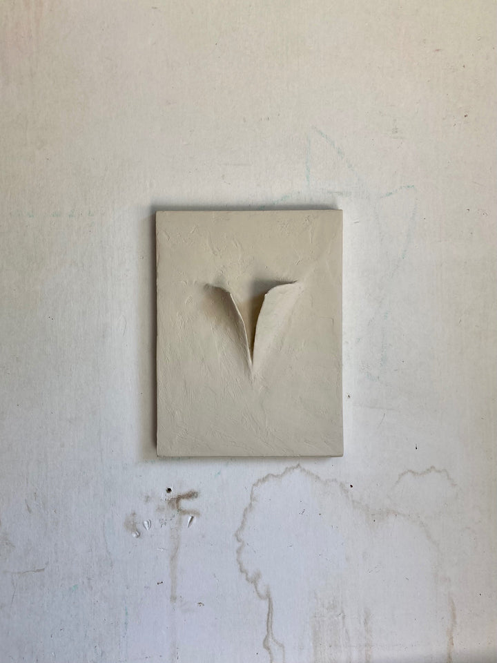 Handcrafted Cement Wall Sculpture, Beige, 9" x 12"