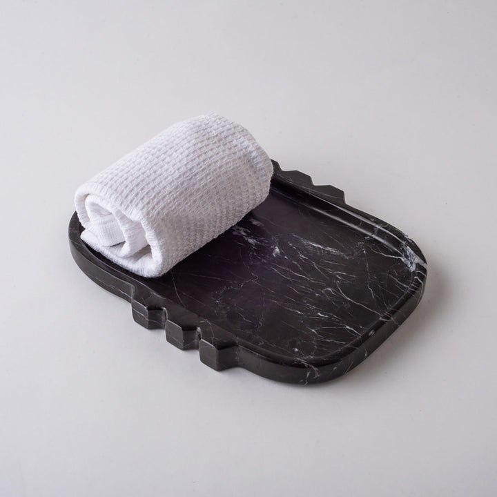 Handcrafted Black Marble Storage Tray, 8.6" x 6.5"