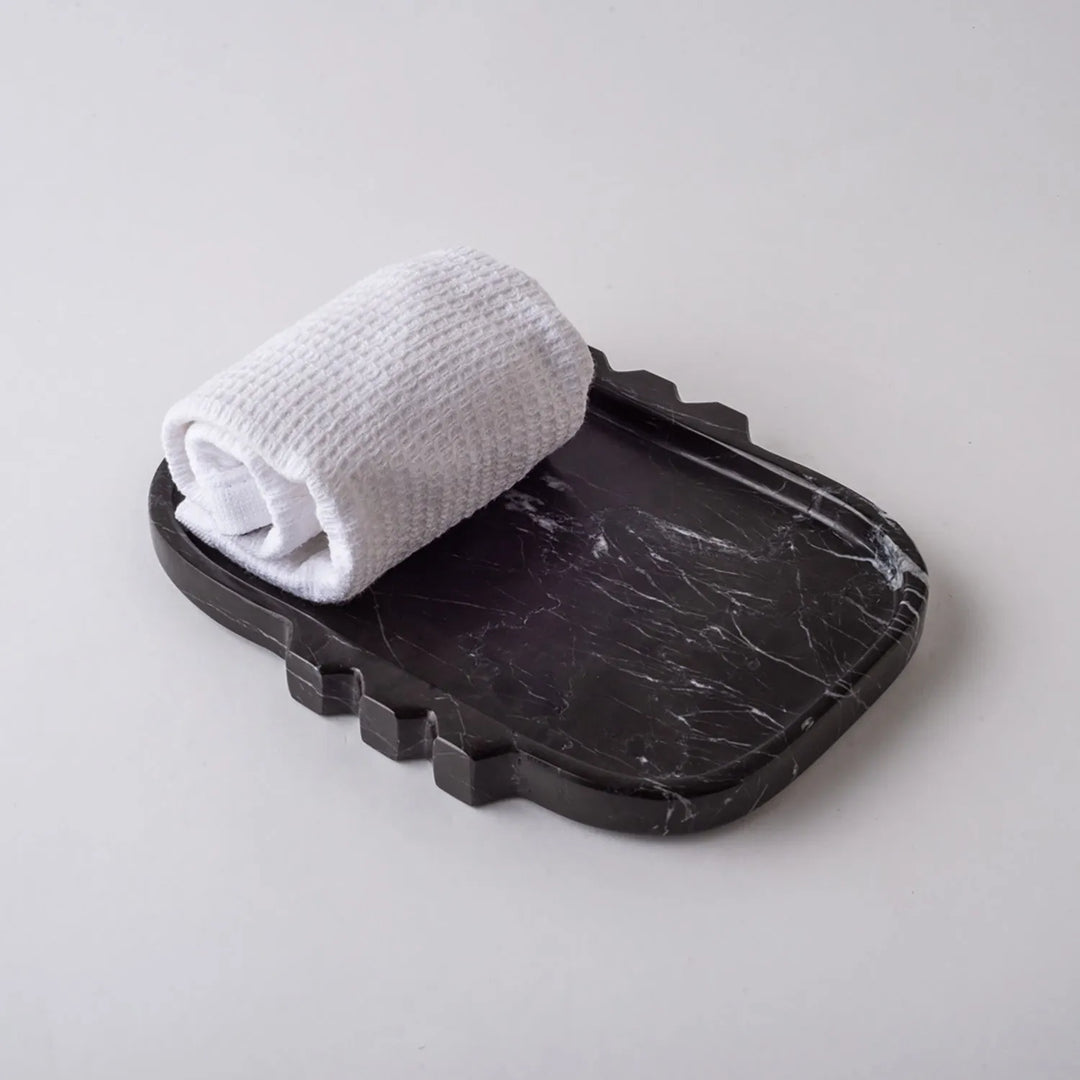 Handcrafted Black Marble Storage Tray, 8.6" x 6.5"