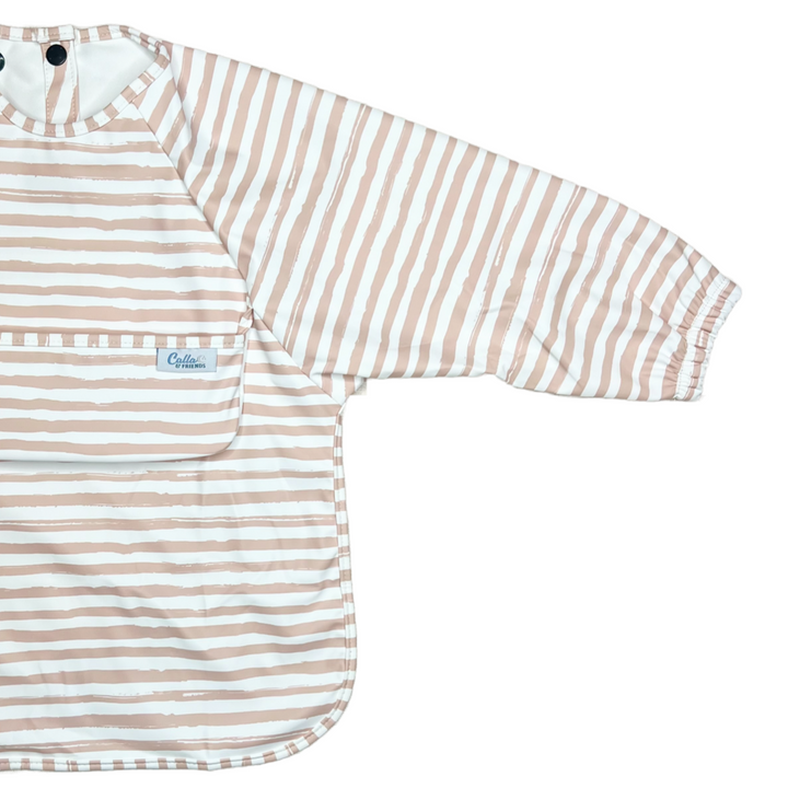 Non-Toxic Waterproof Long-Sleeve Baby Bib, Striped