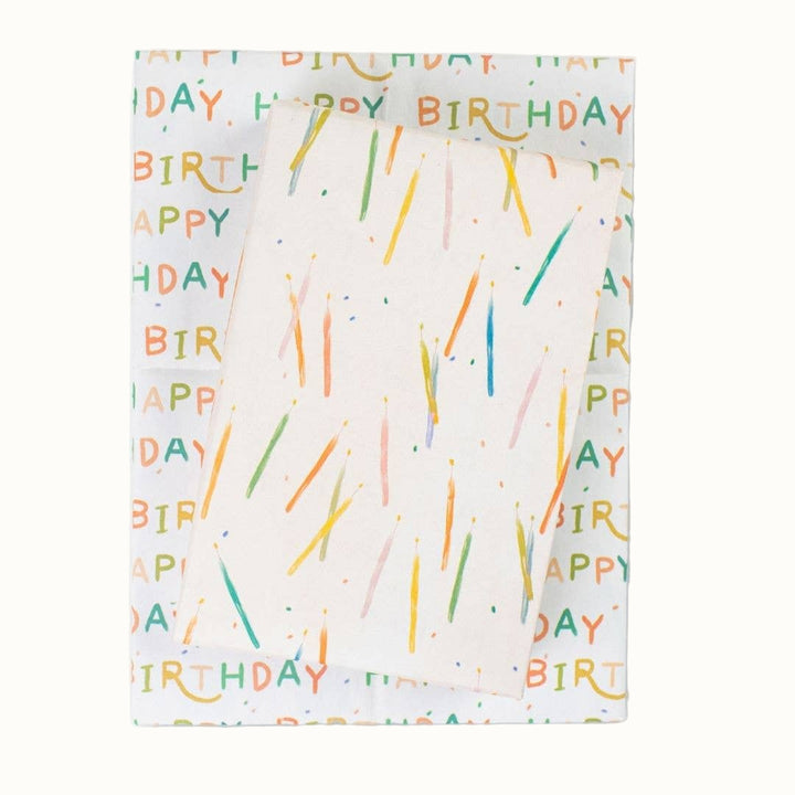 Recycled Newsprint Birthday Wrapping Paper, 3 Ct.