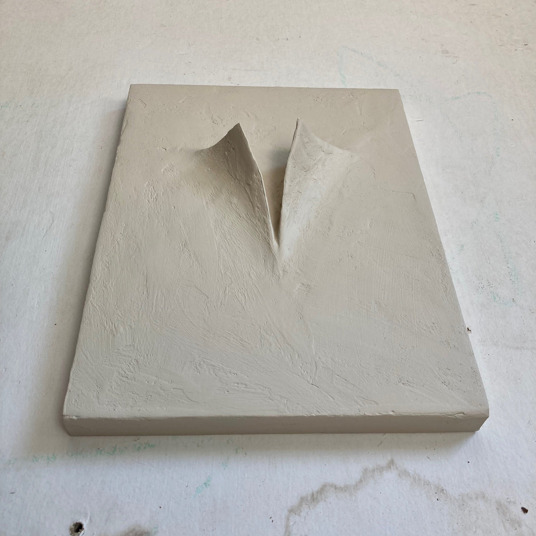 Handcrafted Cement Wall Sculpture, Beige, 9" x 12"