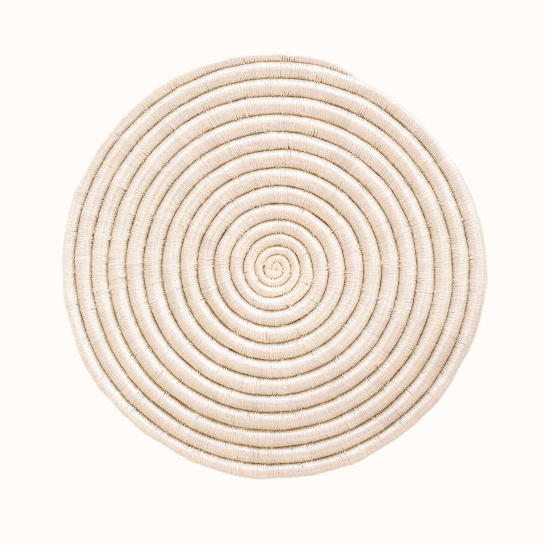 Handwoven Sisal Round Table Linen Placemat, 12" White