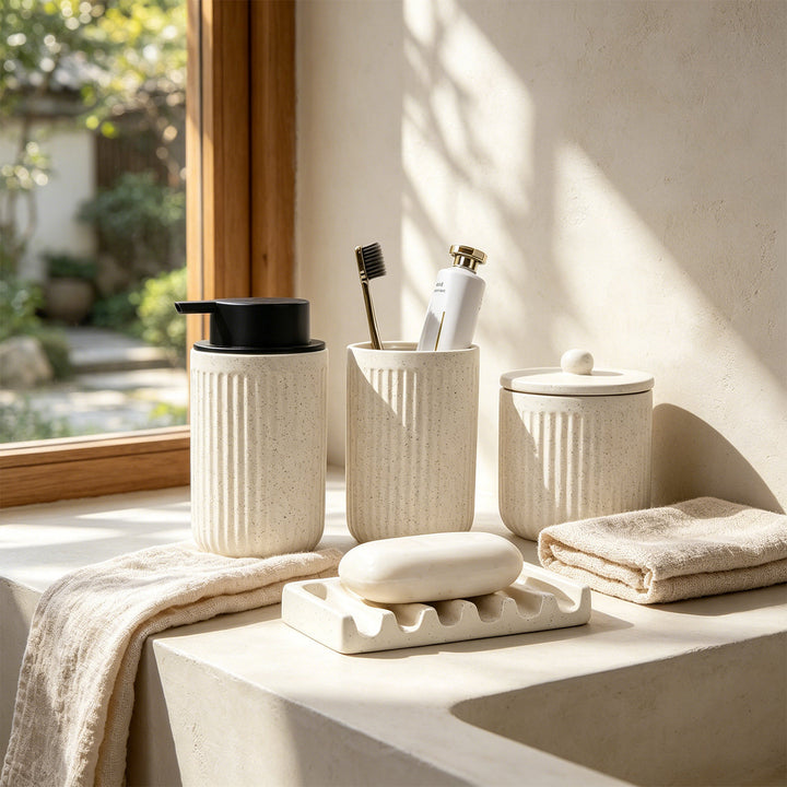 Recycled Eco-Clay Foaming Soap Dispenser Bathroom Set