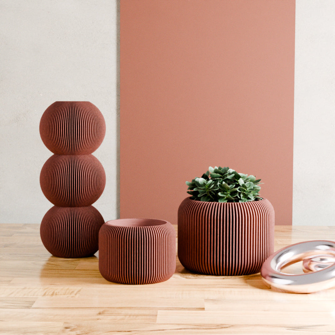 Plant-Based Ribbed Orbis Decor Planter, Multi-Size