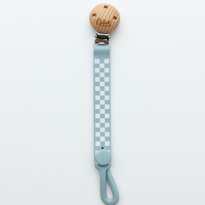 Non-Toxic Silicone Pacifier Clip, Checkered