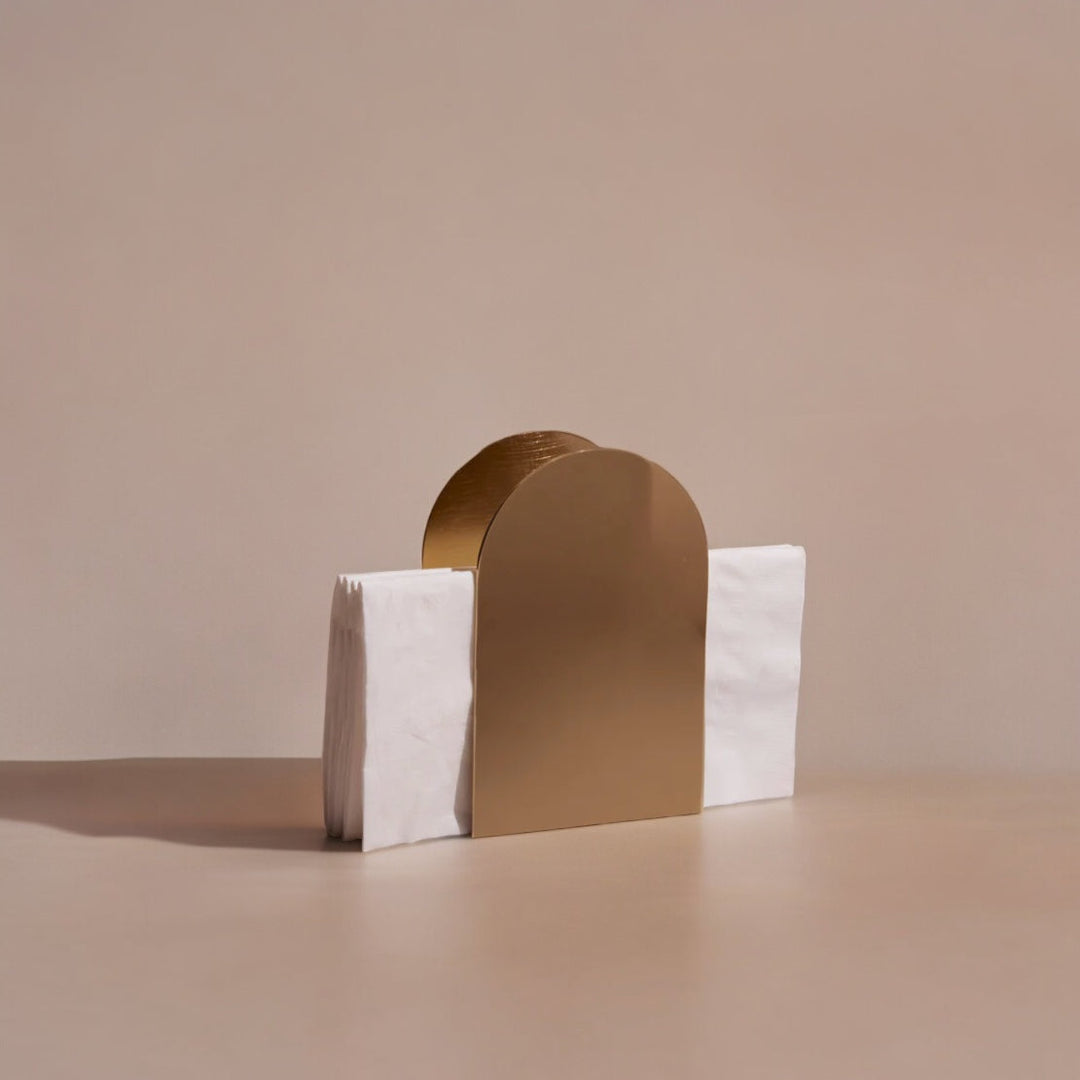 Handcrafted Brass Napkin Holder, Arch, 4" x 2" x 6"