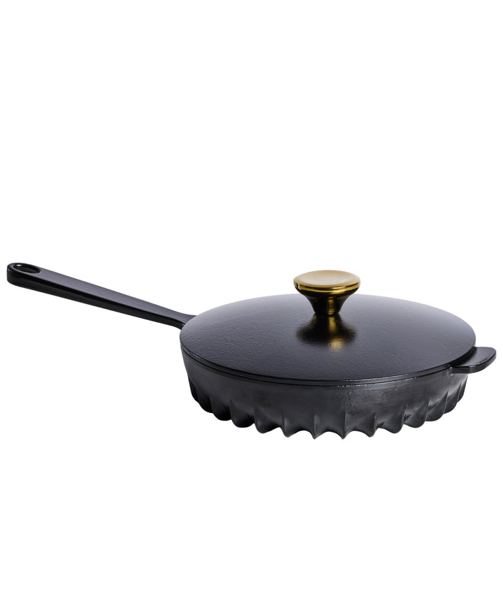 Recycled Cast Iron Enameled Frying Pan, 10"