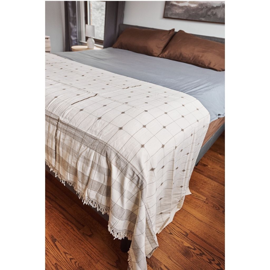 Organic Handwoven Cotton King Bedspread, 98" x 98"