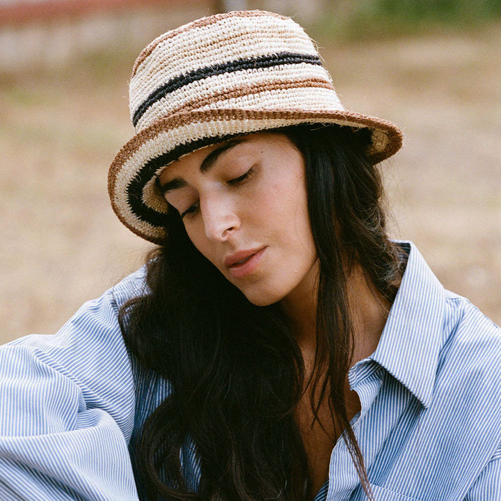 Handcrafted Plant-Dyed Cabuya Bucket Hat, Creme