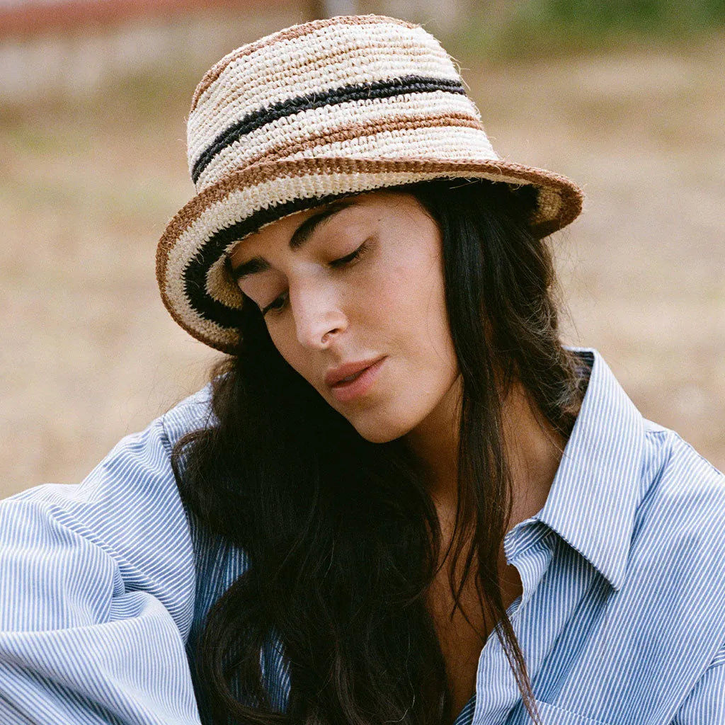 Handcrafted Plant-Dyed Cabuya Bucket Hat, Creme