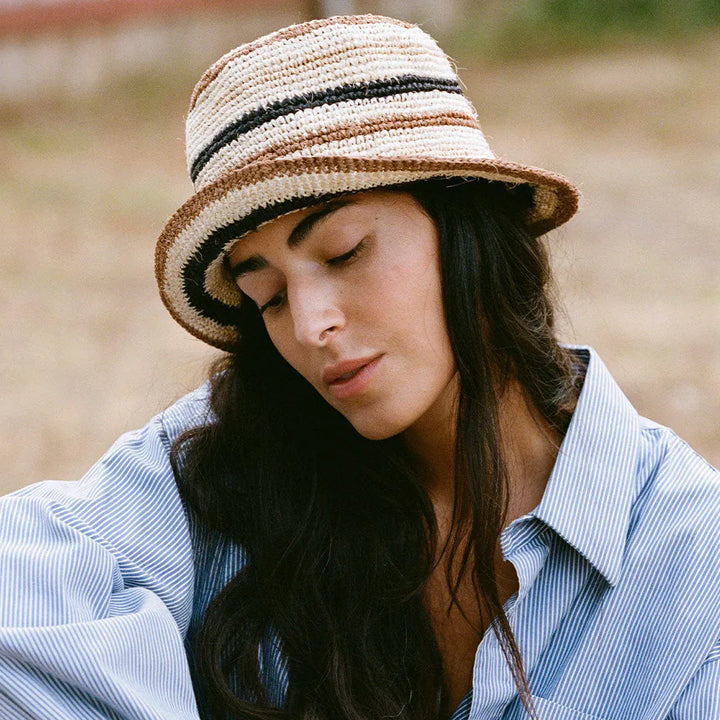 Handcrafted Plant-Dyed Cabuya Bucket Hat, Creme
