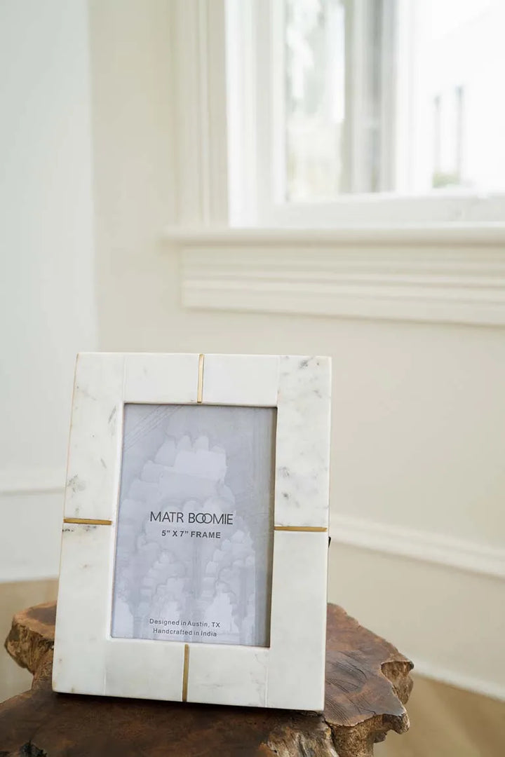 Marble Brass Inlay Picture Frame 5x7