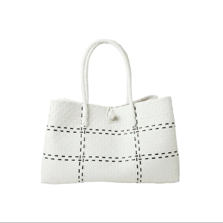 Handwoven Recycled Plastic Tote Bag, 15"