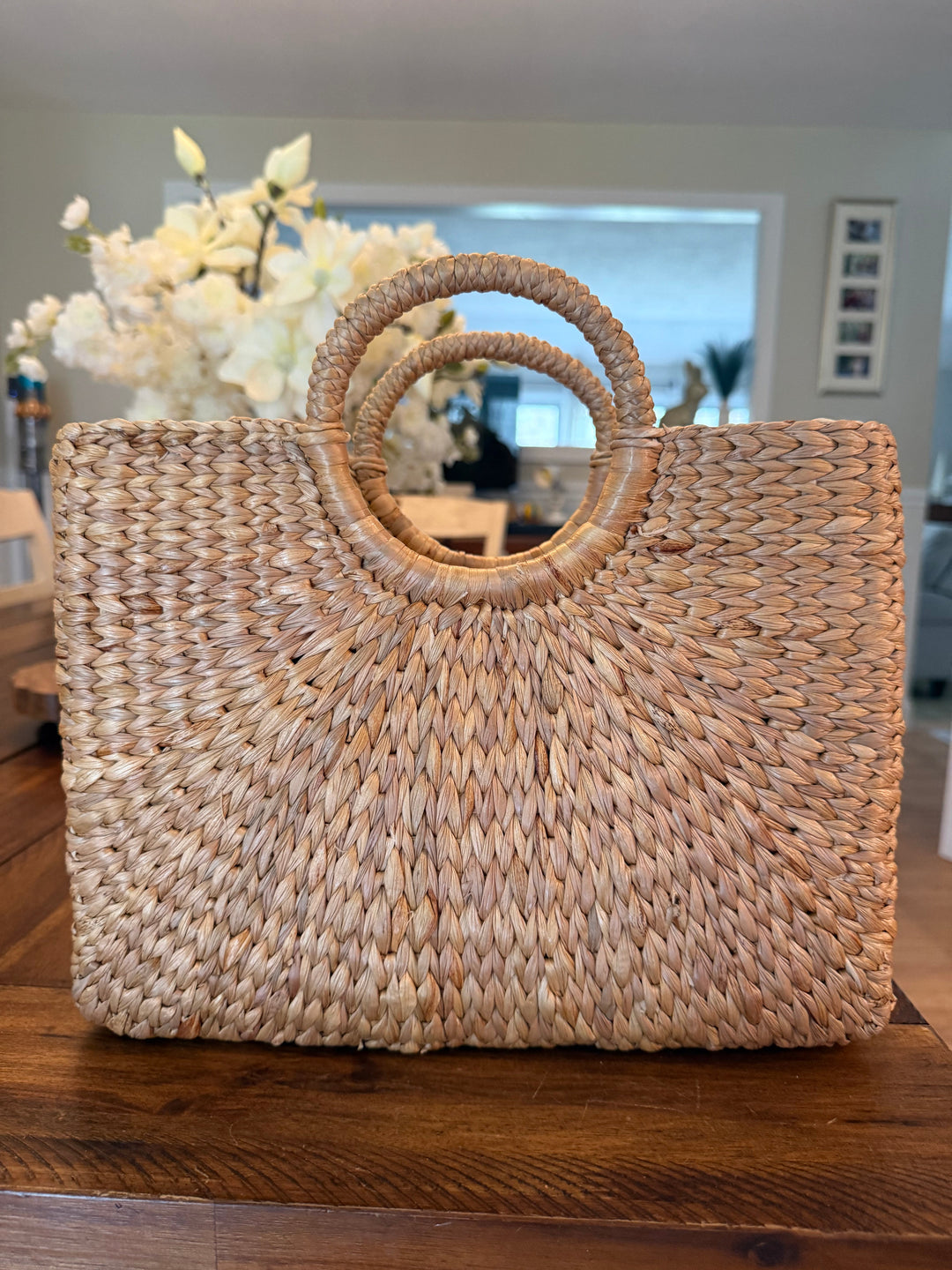 Handwoven Water Hyacinth Straw Handbag