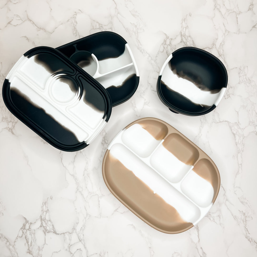 Non-Toxic Silicone Square Suction Baby Bowl, Dip-Dye