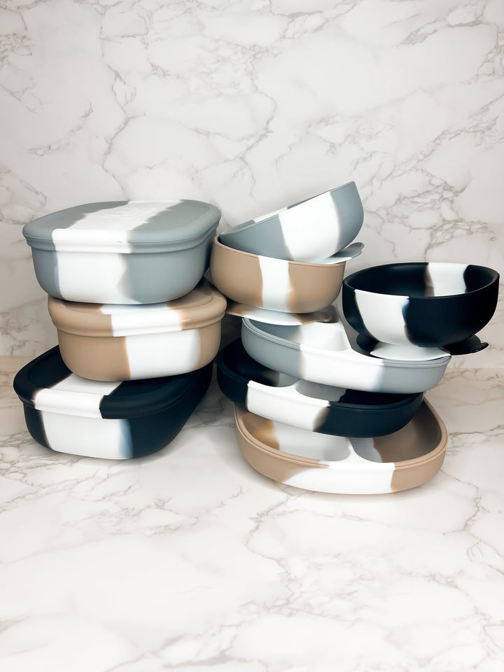 Non-Toxic Silicone Square Suction Baby Bowl, Dip-Dye