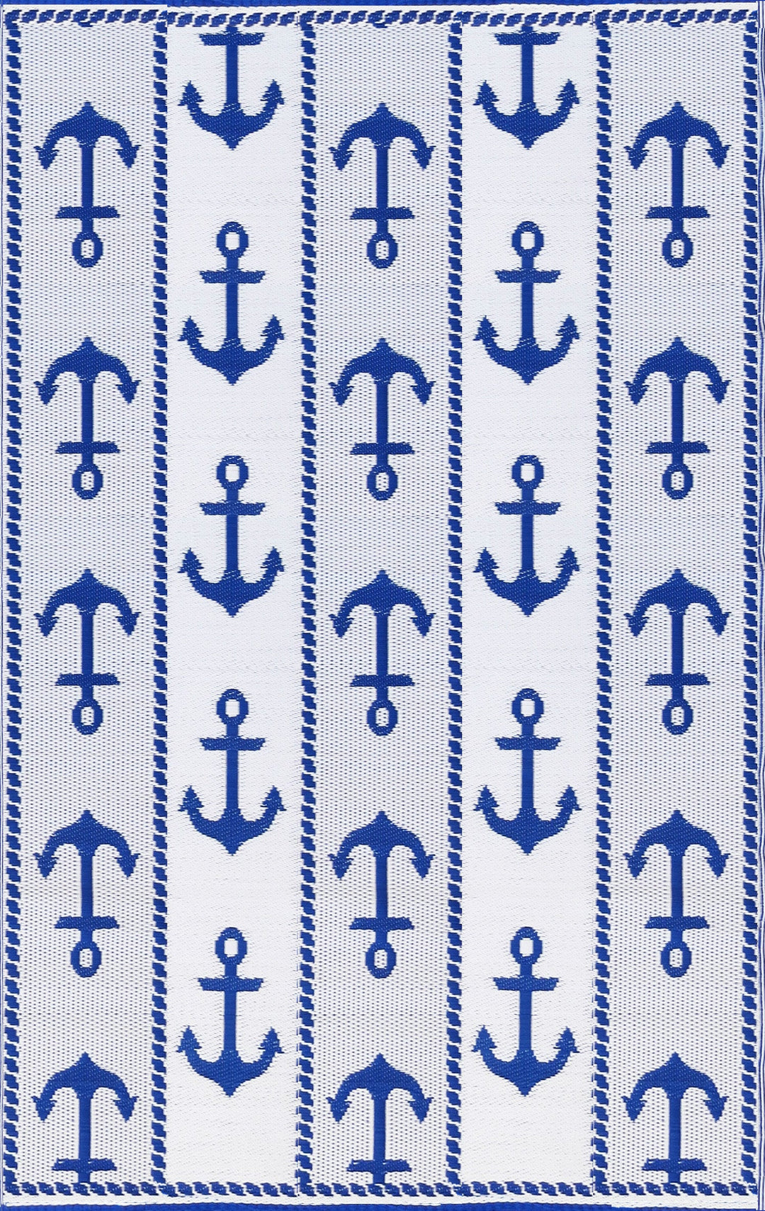 Recycled PET Anchor Outdoor Rug, Blue &amp; White