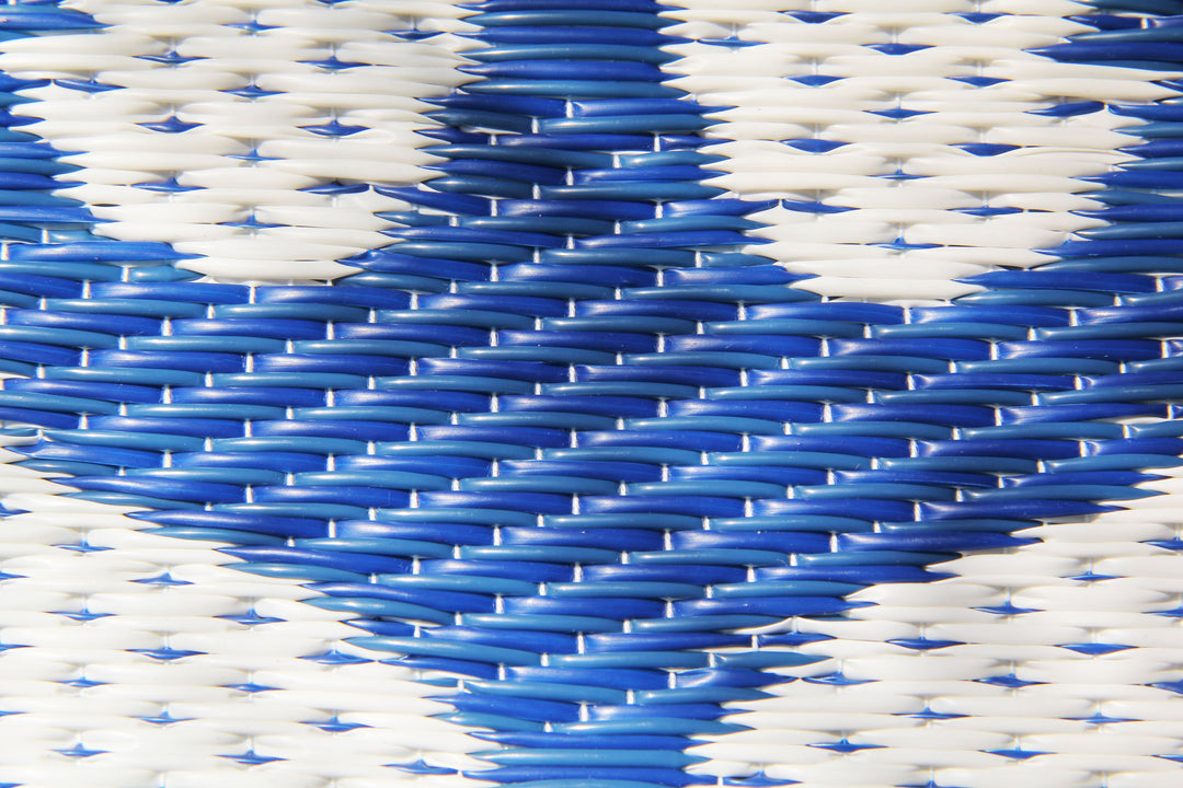 Recycled PET Anchor Outdoor Rug, Blue &amp; White