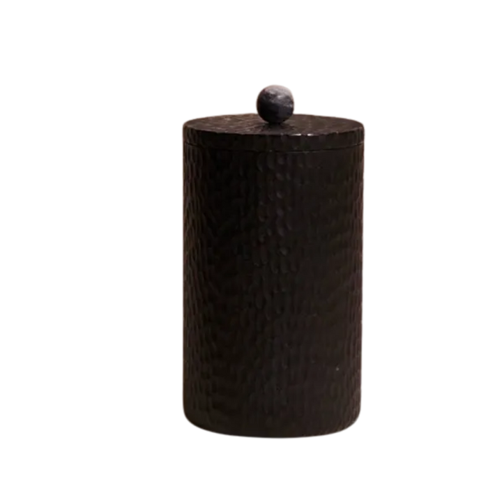 Acacia Wood Black Marble Canister Large