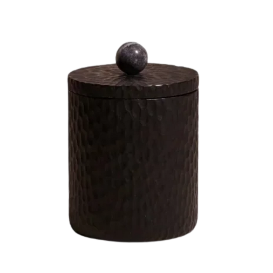 Acacia Wood Black Marble Canister Medium