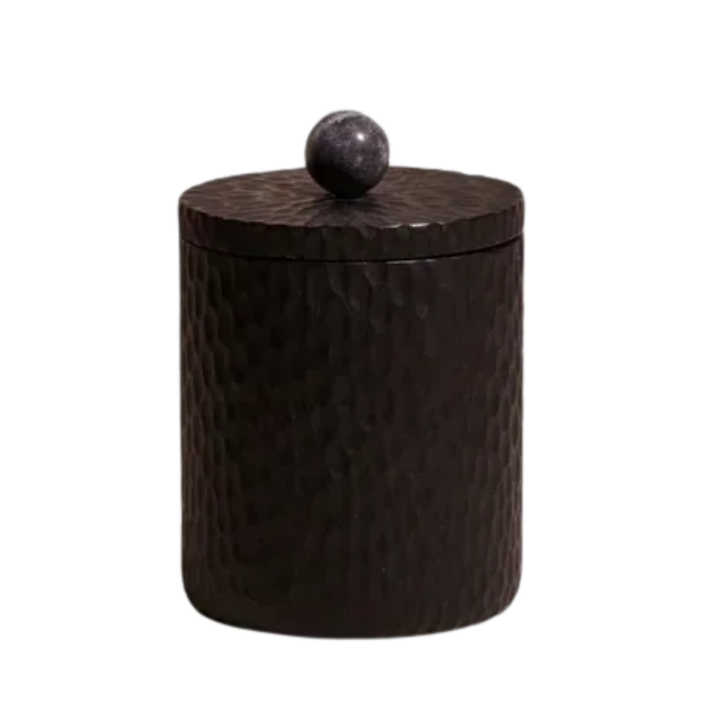 Acacia Wood Black Marble Canister Medium