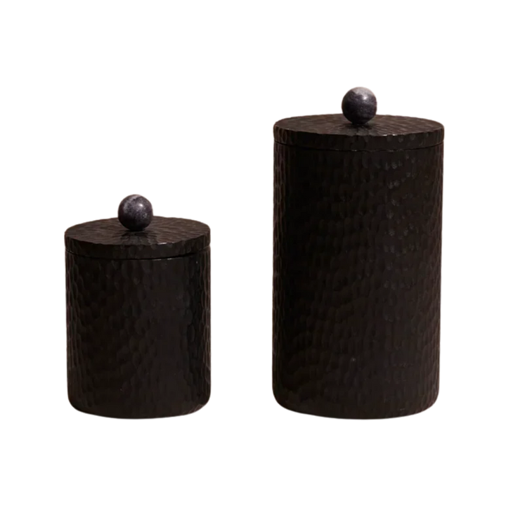 Acacia Wood Black Marble Canister Medium