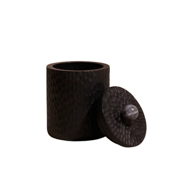 Acacia Wood Black Marble Canister Medium