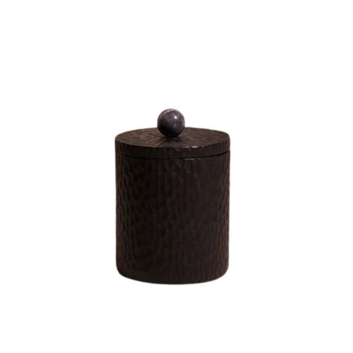 Acacia Wood Black Marble Canister Medium