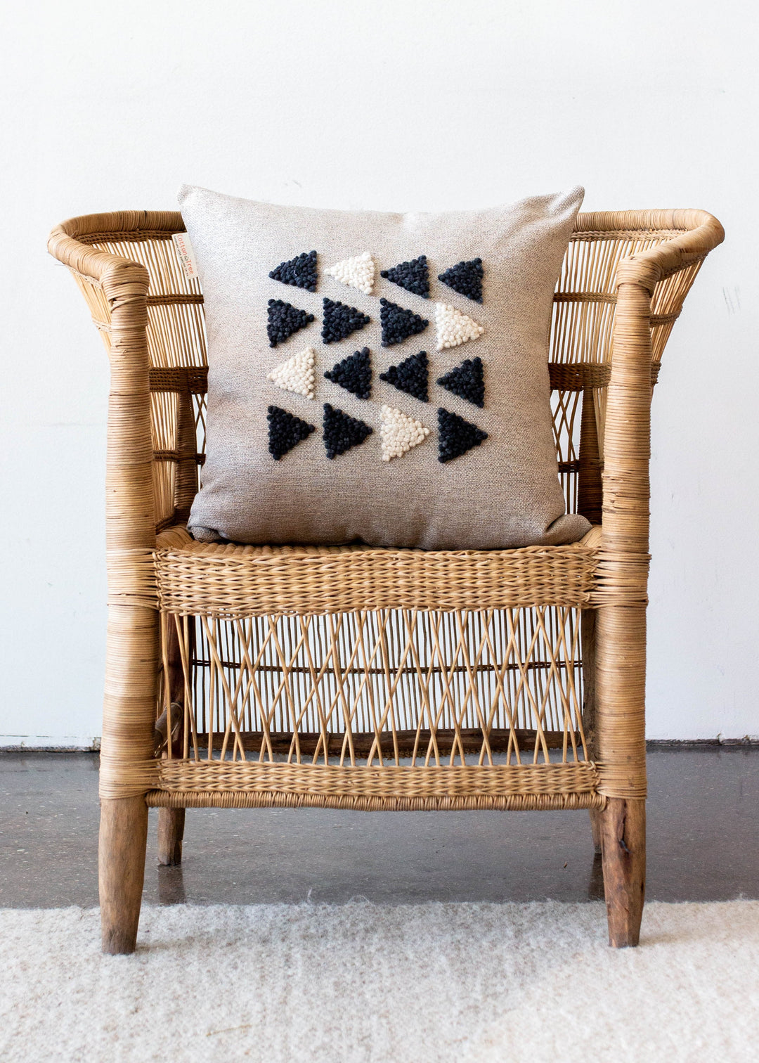 Handcrafted Wool Geometric Textured Throw Pillow