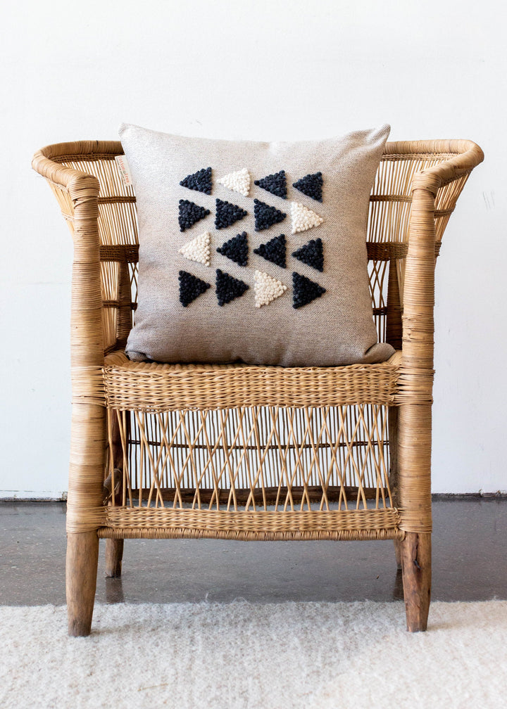 Handcrafted Wool Geometric Textured Throw Pillow