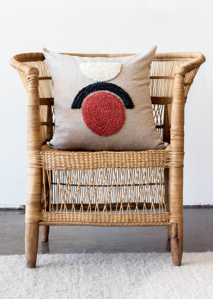 Handcrafted Wool Punch-Needle Throw Pillow