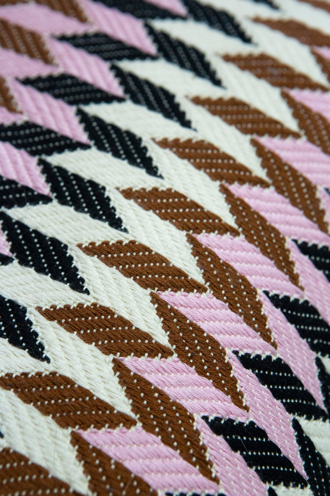 Handwoven Cotton Throw Pillow, 20" x 20" Pink &amp; Brown