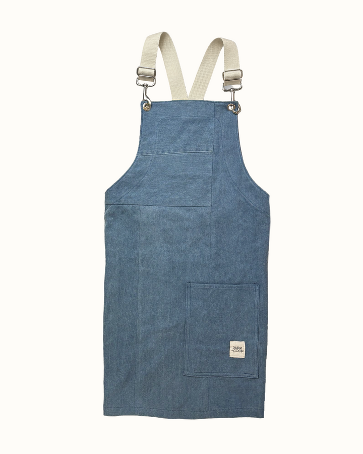 Upcycled Denim Crossback No-Tie Apron, 29" x 30"